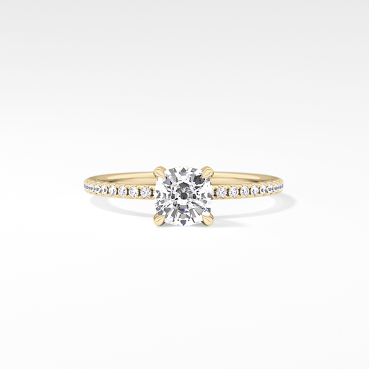 Cushion Hiiden Halo & Pave Lab Grown Diamond Engagement Ring