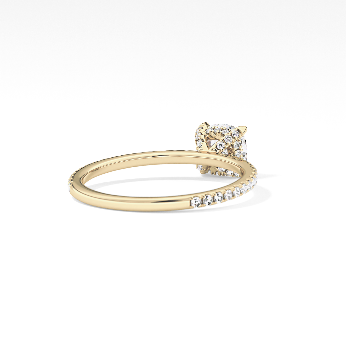 Cushion Hiiden Halo & Pave Lab Grown Diamond Engagement Ring