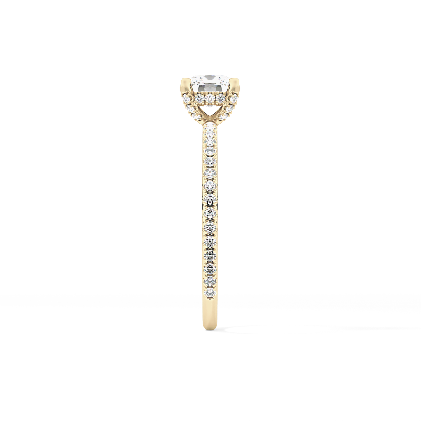 Cushion Hiiden Halo & Pave Lab Grown Diamond Engagement Ring
