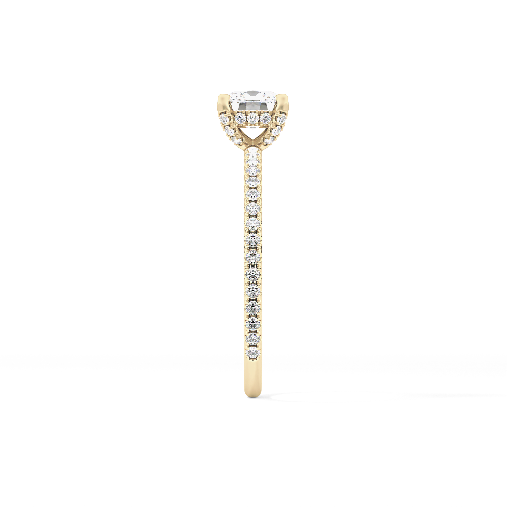 Cushion Hiiden Halo & Pave Lab Grown Diamond Engagement Ring