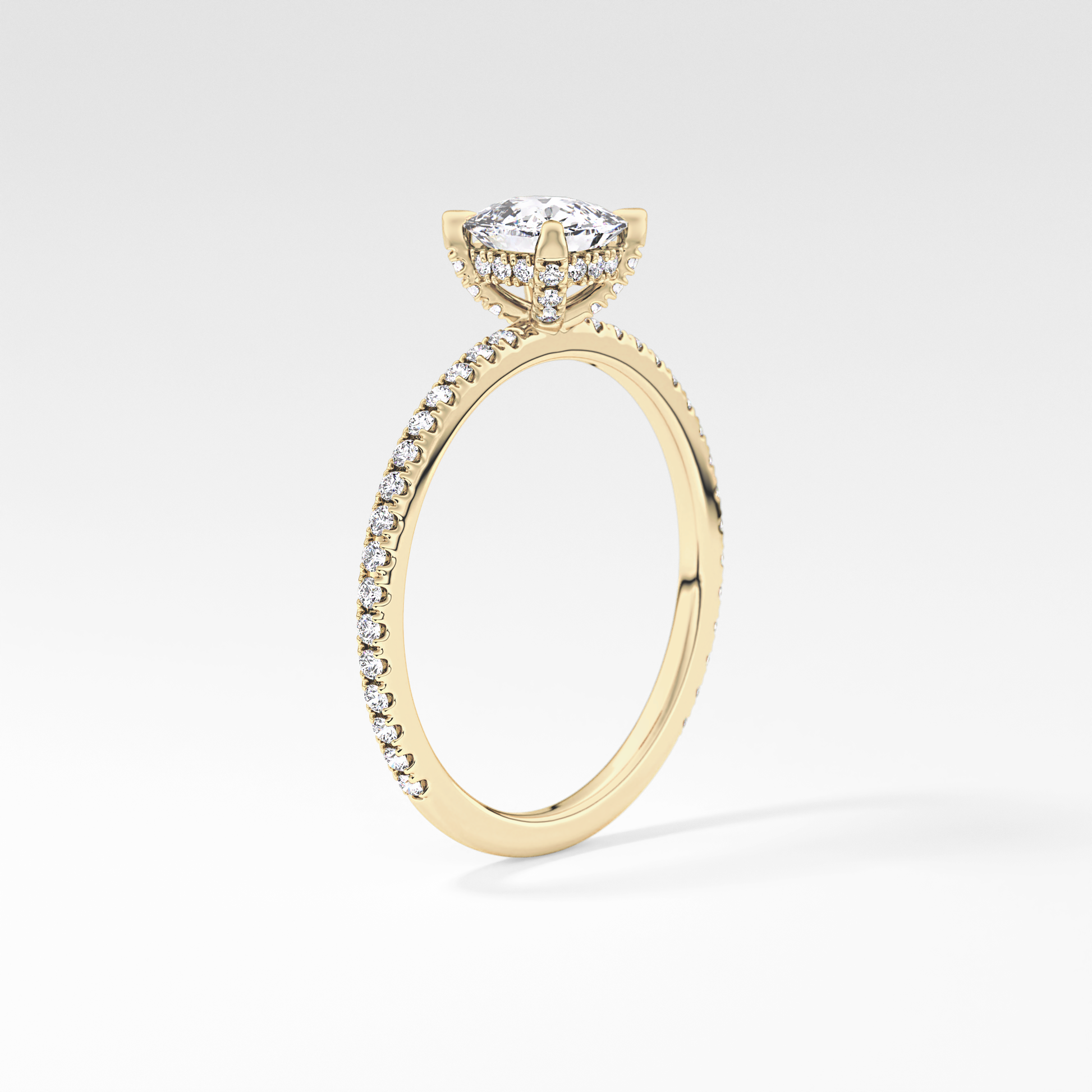 Cushion Hiiden Halo & Pave Lab Grown Diamond Engagement Ring