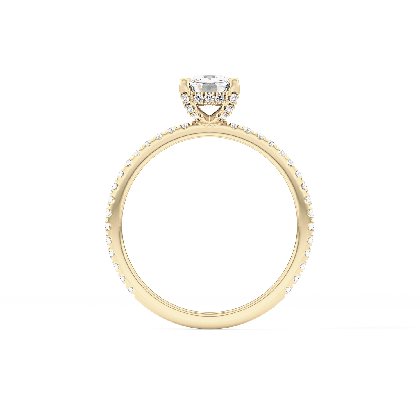 Cushion Hiiden Halo & Pave Lab Grown Diamond Engagement Ring