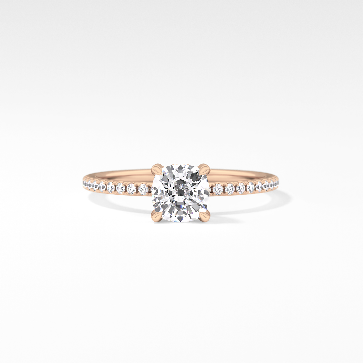 Cushion Hiiden Halo & Pave Lab Grown Diamond Engagement Ring