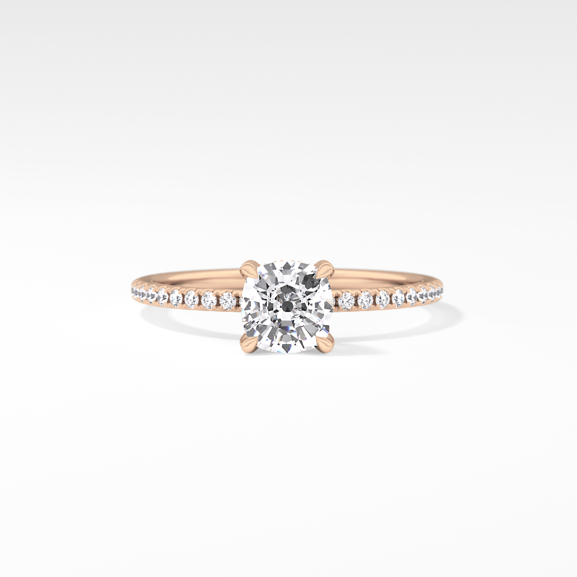 Cushion Hiiden Halo & Pave Lab Grown Diamond Engagement Ring