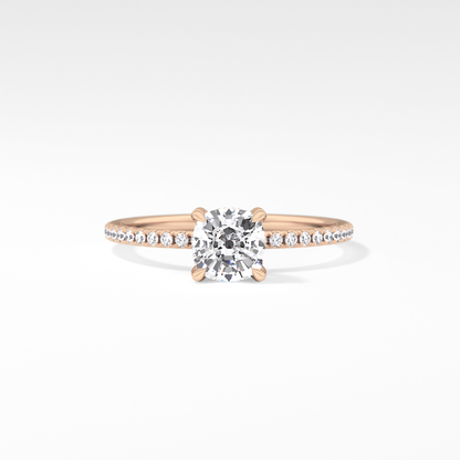 Cushion Hiiden Halo & Pave Lab Grown Diamond Engagement Ring