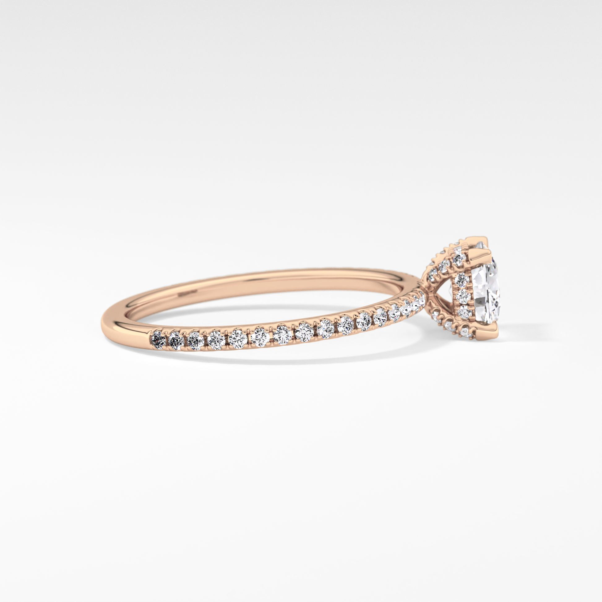 Cushion Hiiden Halo & Pave Lab Grown Diamond Engagement Ring