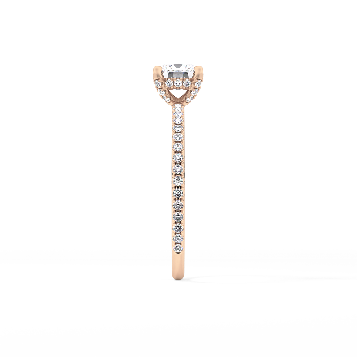 Cushion Hiiden Halo & Pave Lab Grown Diamond Engagement Ring