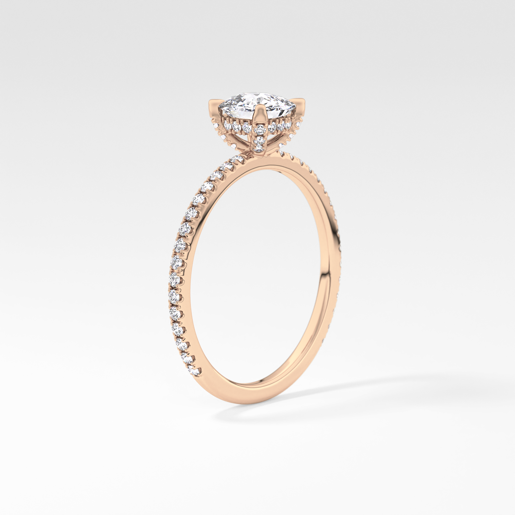 Cushion Hiiden Halo & Pave Lab Grown Diamond Engagement Ring
