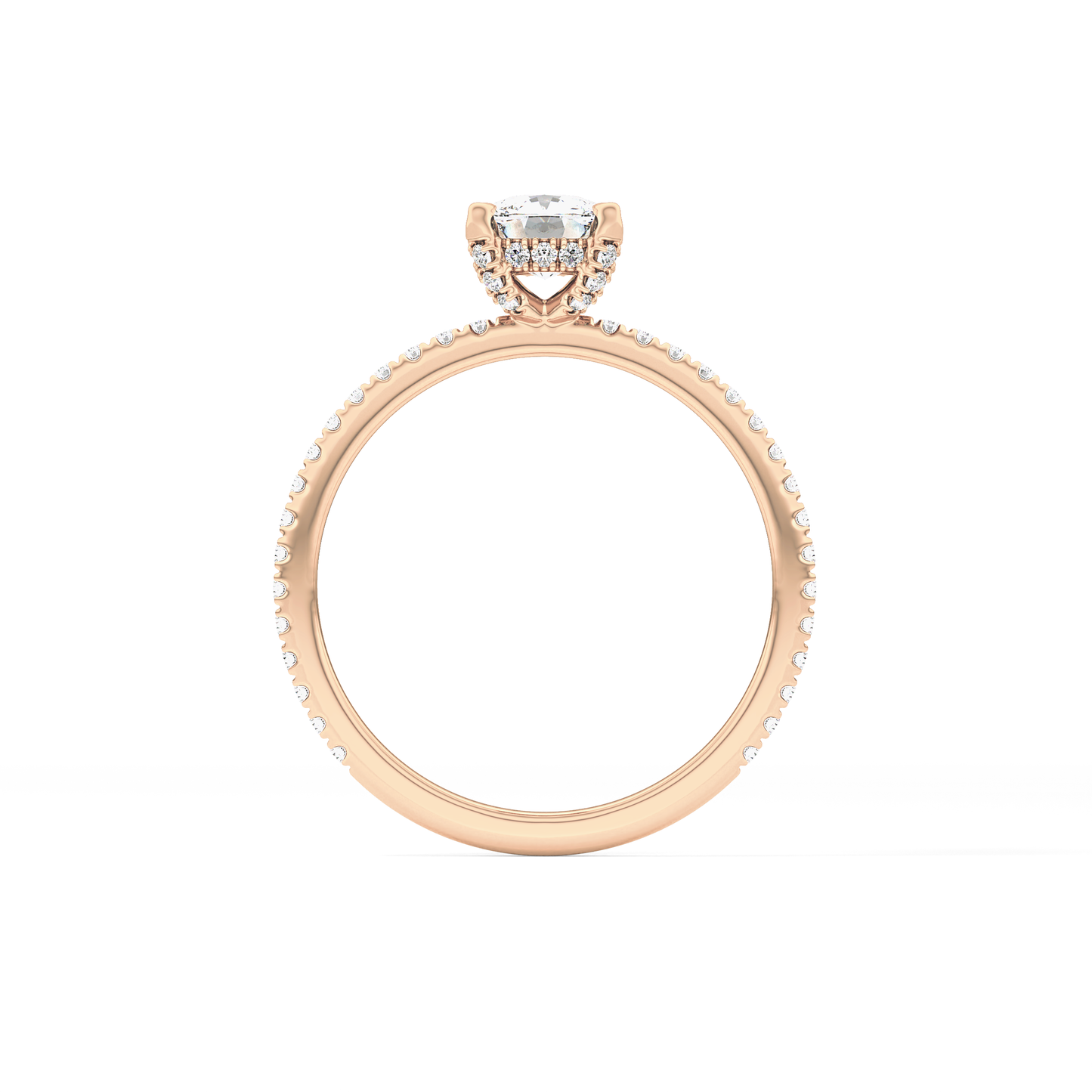 Cushion Hiiden Halo & Pave Lab Grown Diamond Engagement Ring