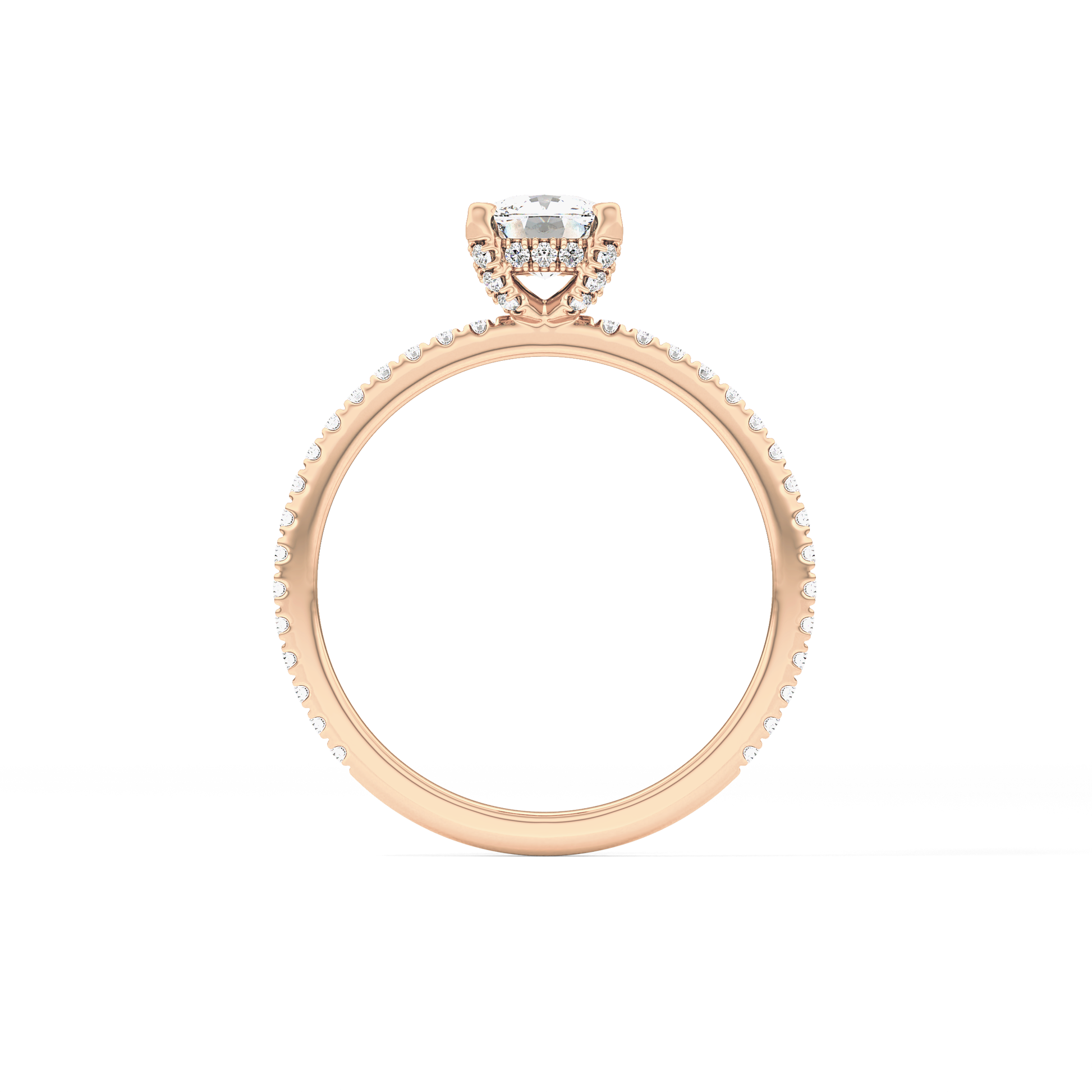 Cushion Hiiden Halo & Pave Lab Grown Diamond Engagement Ring