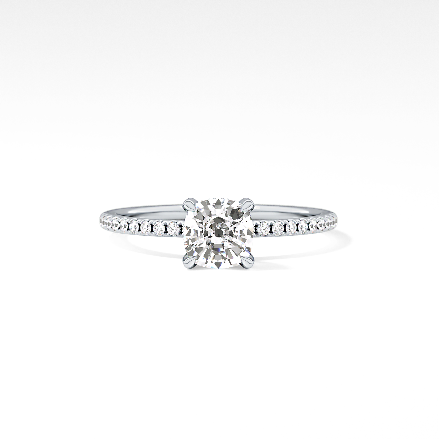 Cushion Hiiden Halo & Pave Lab Grown Diamond Engagement Ring