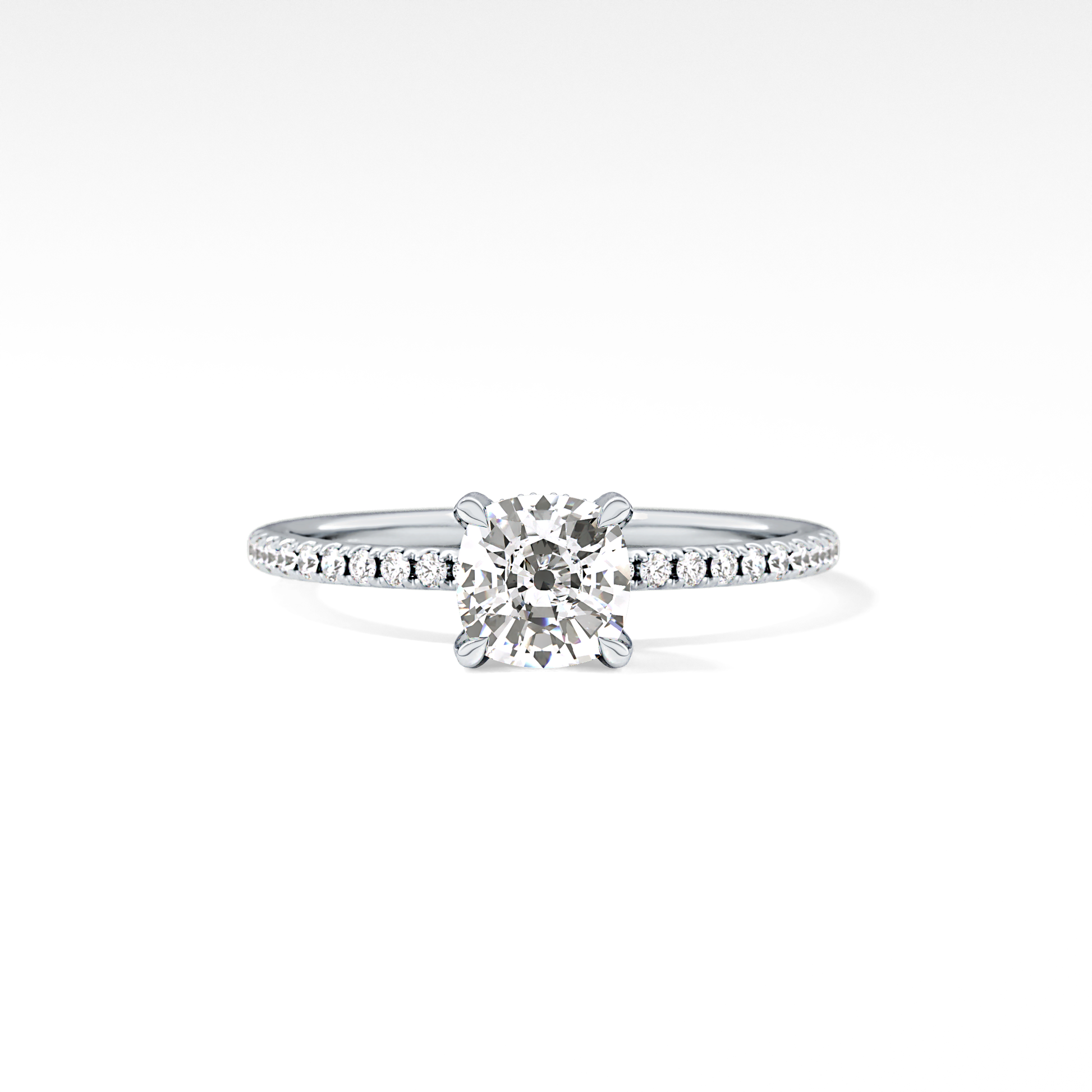 Cushion Hiiden Halo & Pave Lab Grown Diamond Engagement Ring
