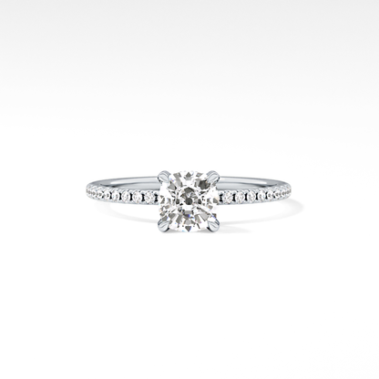 Cushion Hiiden Halo & Pave Lab Grown Diamond Engagement Ring