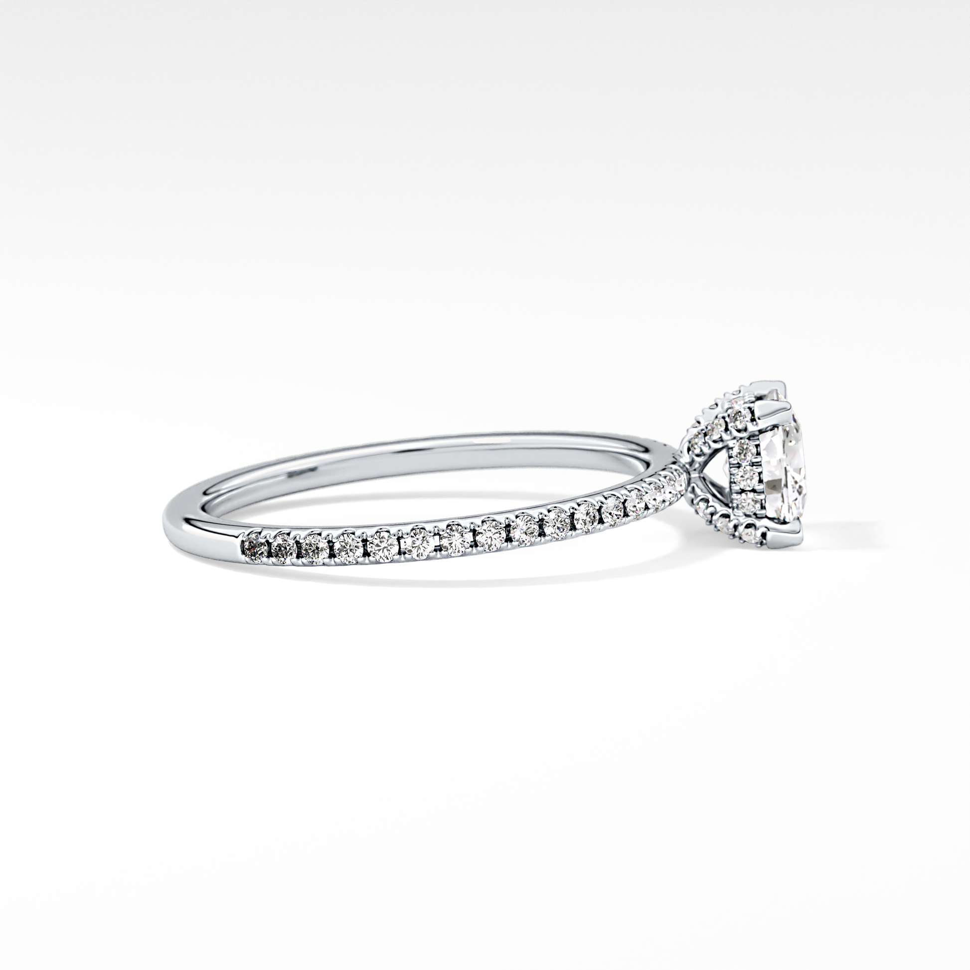 Cushion Hiiden Halo & Pave Lab Grown Diamond Engagement Ring