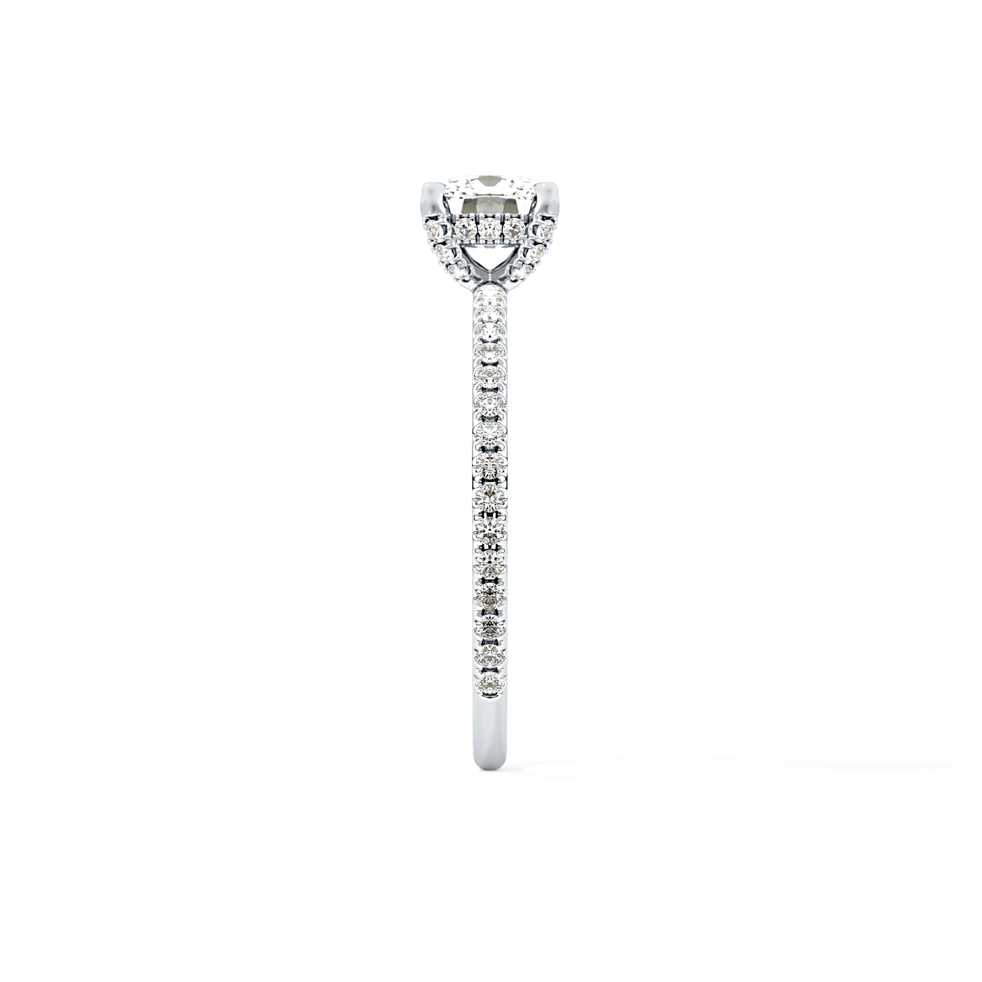 Cushion Hiiden Halo & Pave Lab Grown Diamond Engagement Ring