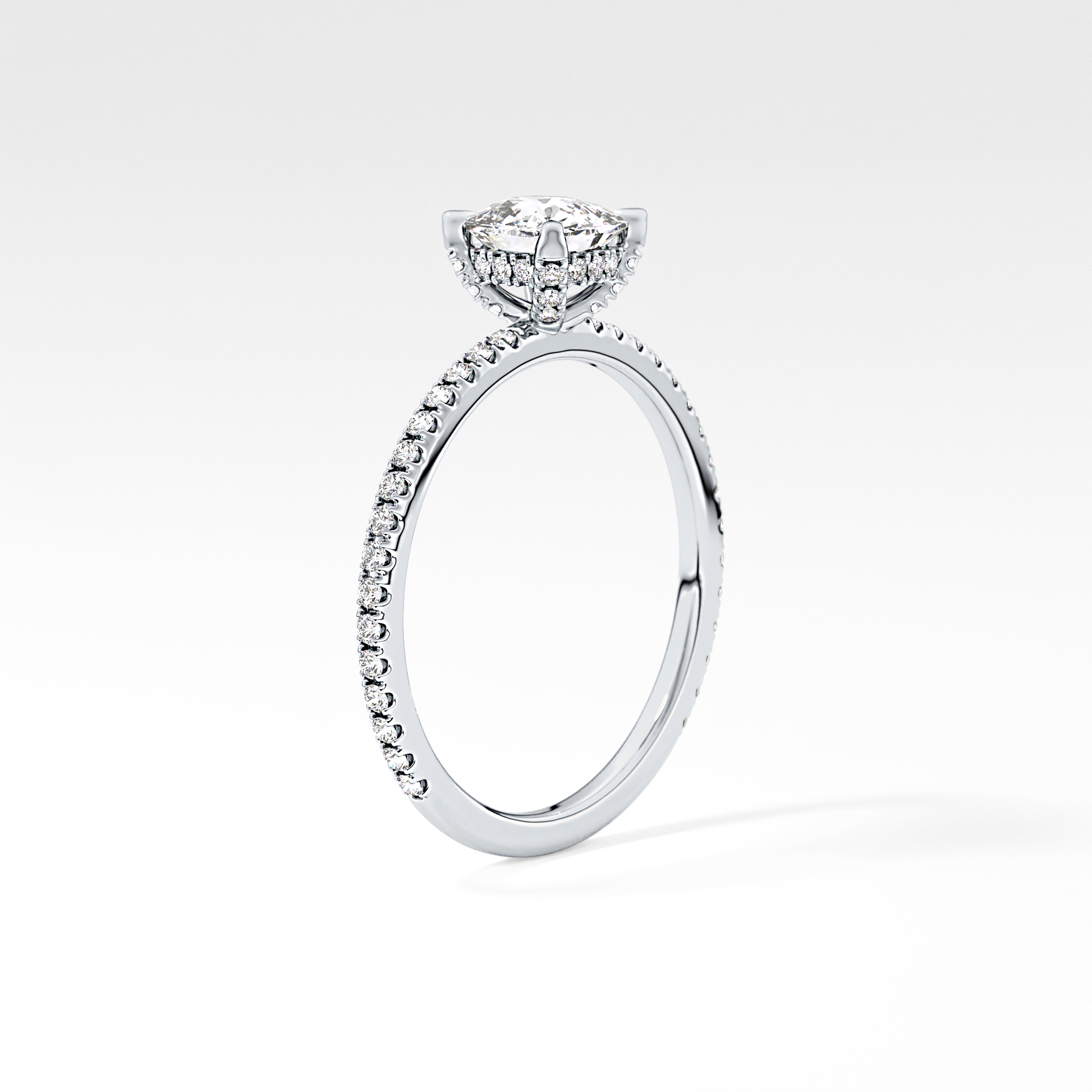 Cushion Hiiden Halo & Pave Lab Grown Diamond Engagement Ring