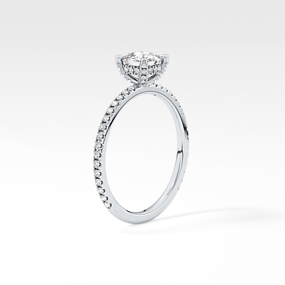 Cushion Hiiden Halo & Pave Lab Grown Diamond Engagement Ring