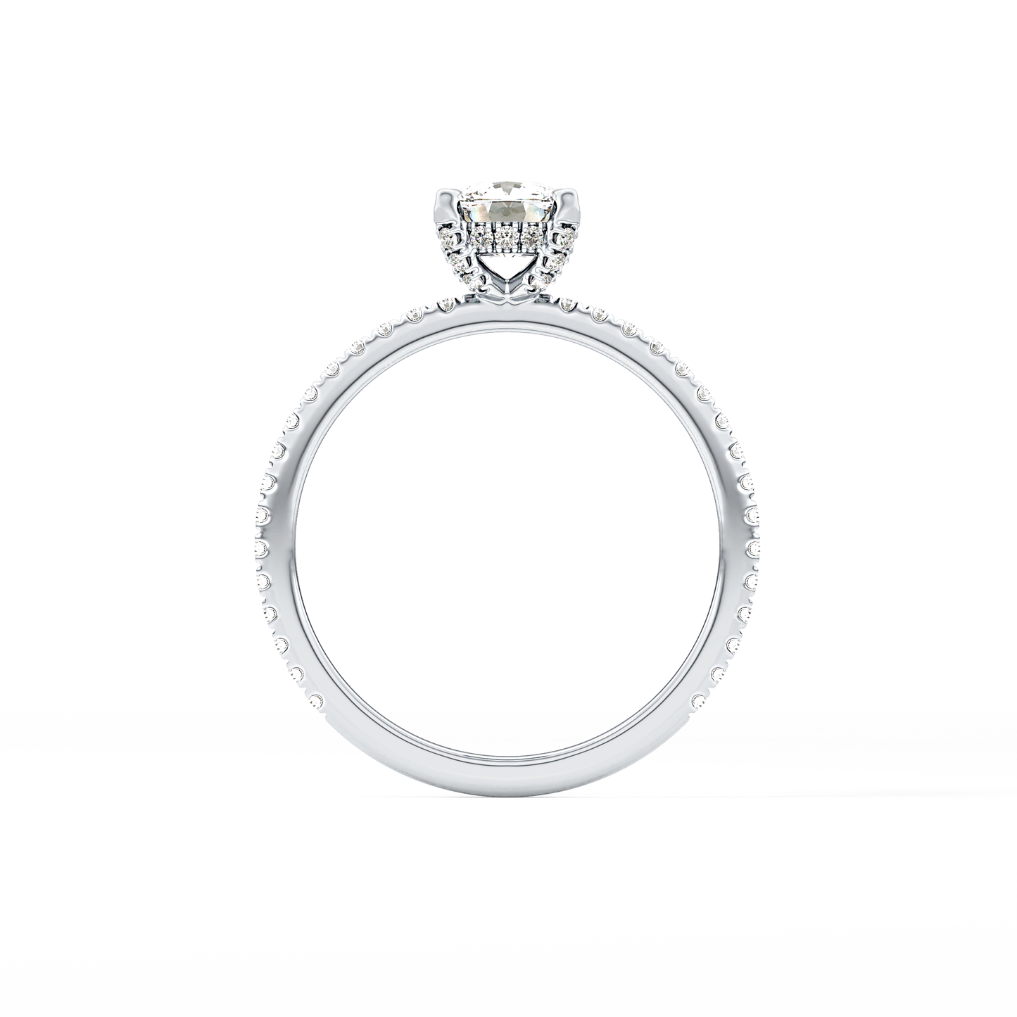 Cushion Hiiden Halo & Pave Lab Grown Diamond Engagement Ring