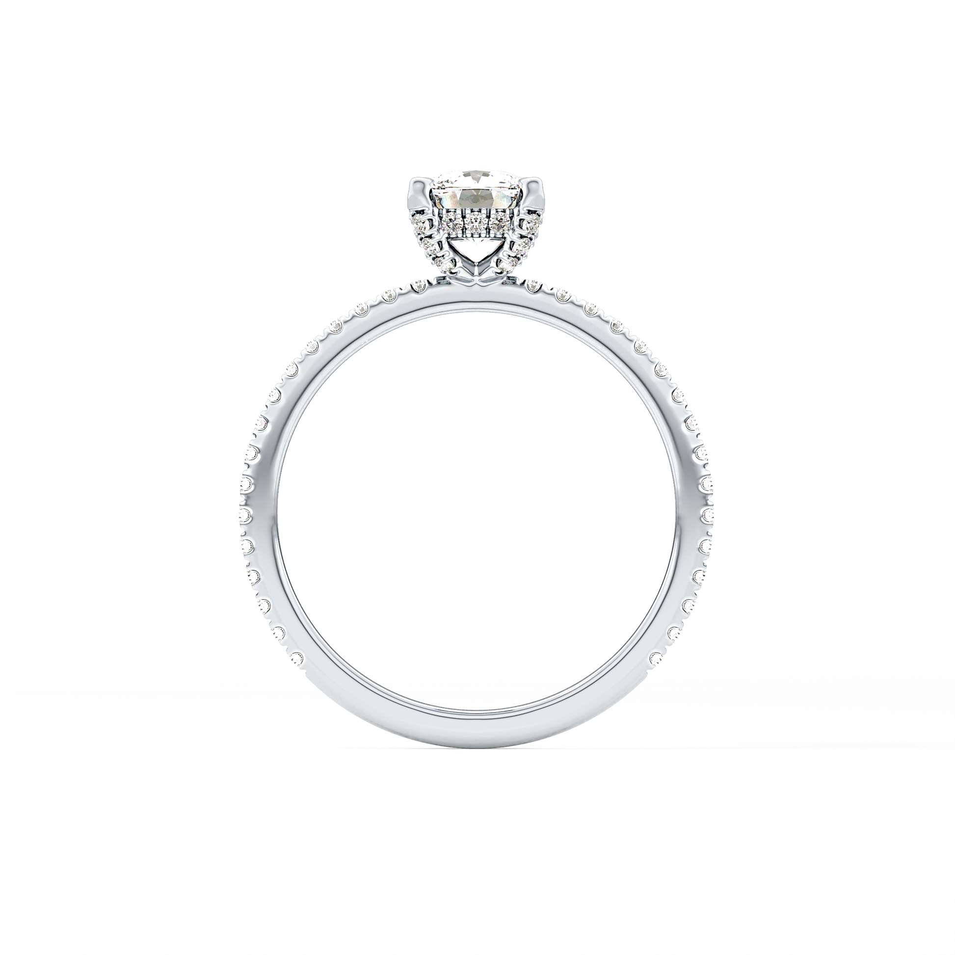 Cushion Hiiden Halo & Pave Lab Grown Diamond Engagement Ring