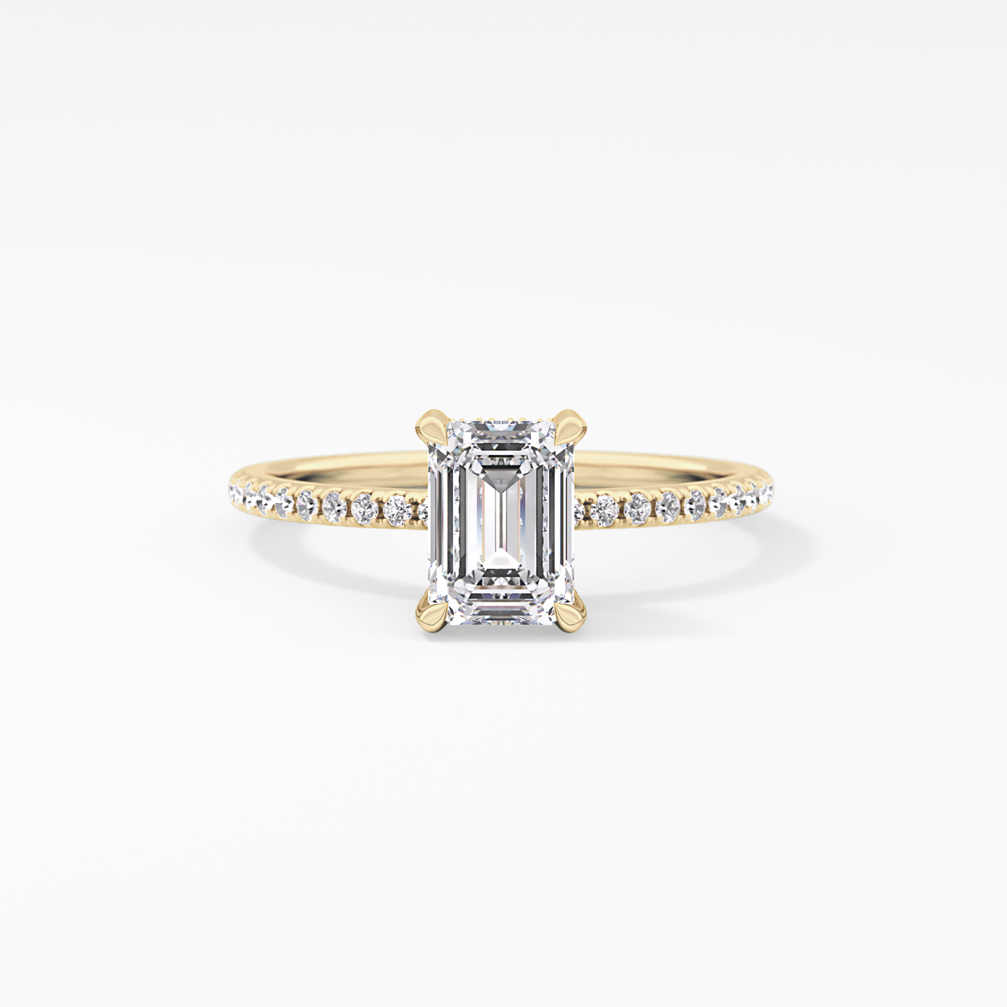 Emerald Hidden Halo & Pave Lab Grown Diamond Engagement Ring
