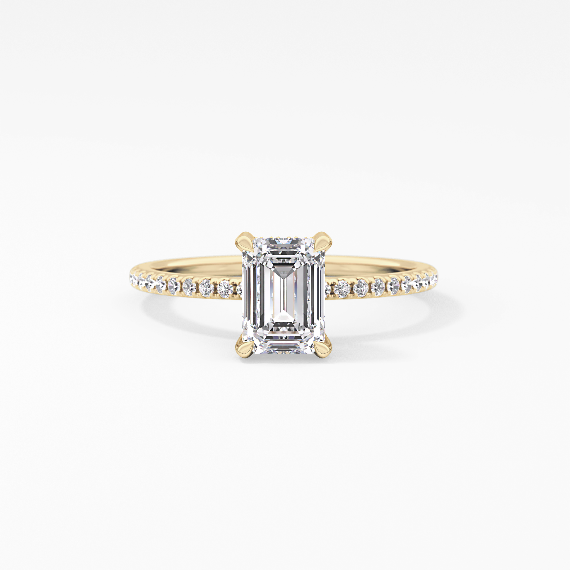 Emerald Hidden Halo & Pave Lab Grown Diamond Engagement Ring