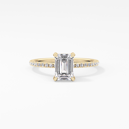 Emerald Hidden Halo & Pave Lab Grown Diamond Engagement Ring