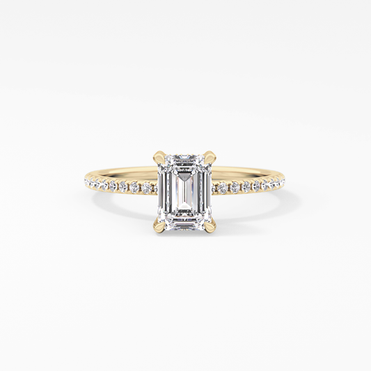 Emerald Hidden Halo & Pave Lab Grown Diamond Engagement Ring