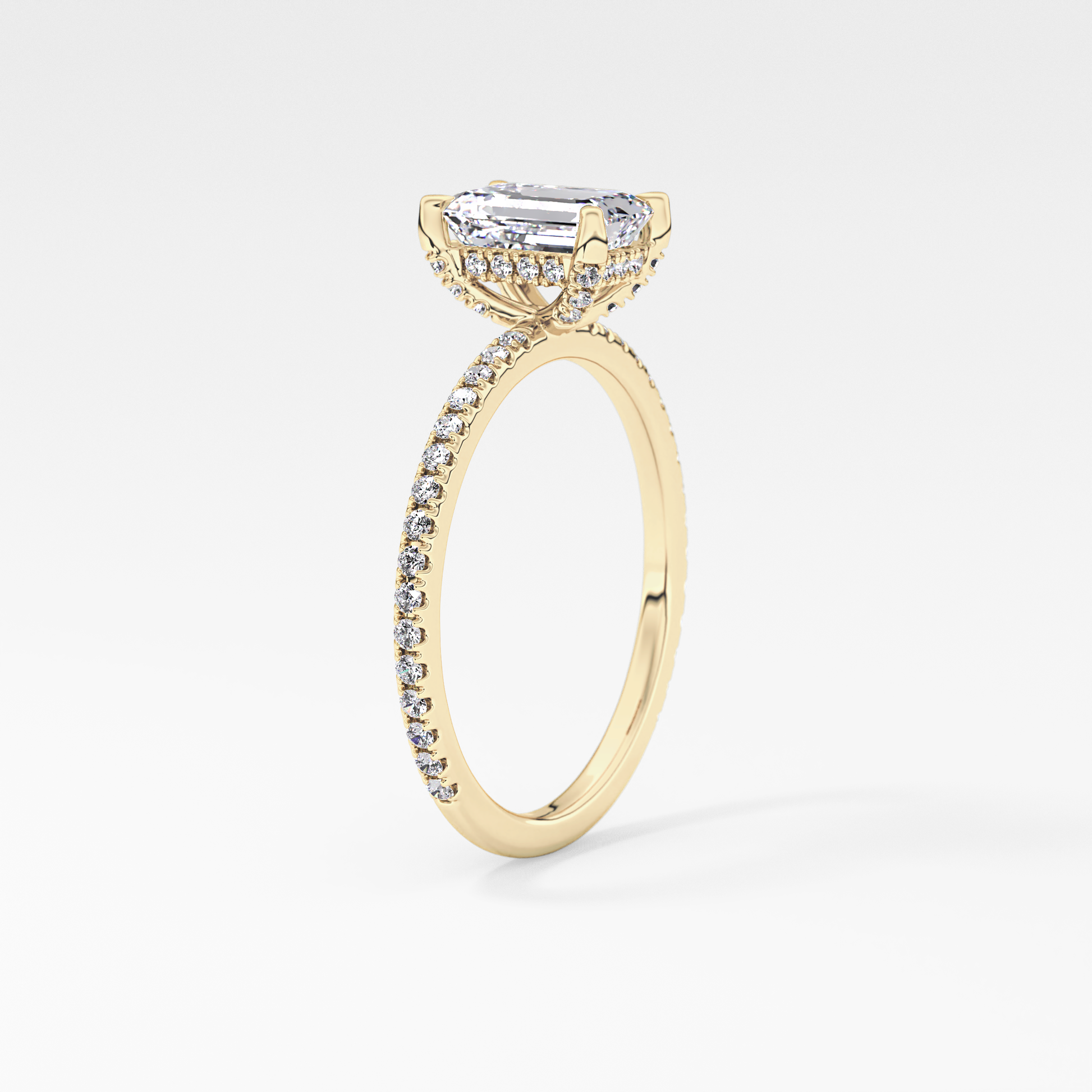 Emerald Hidden Halo & Pave Lab Grown Diamond Engagement Ring