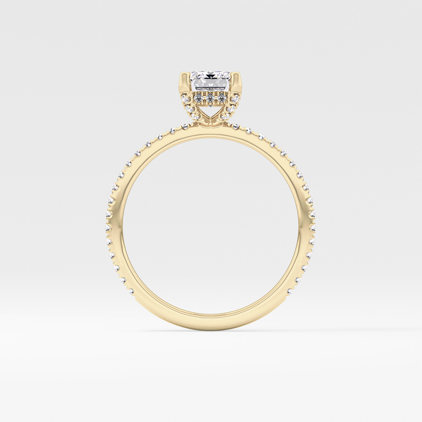 Emerald Hidden Halo & Pave Lab Grown Diamond Engagement Ring