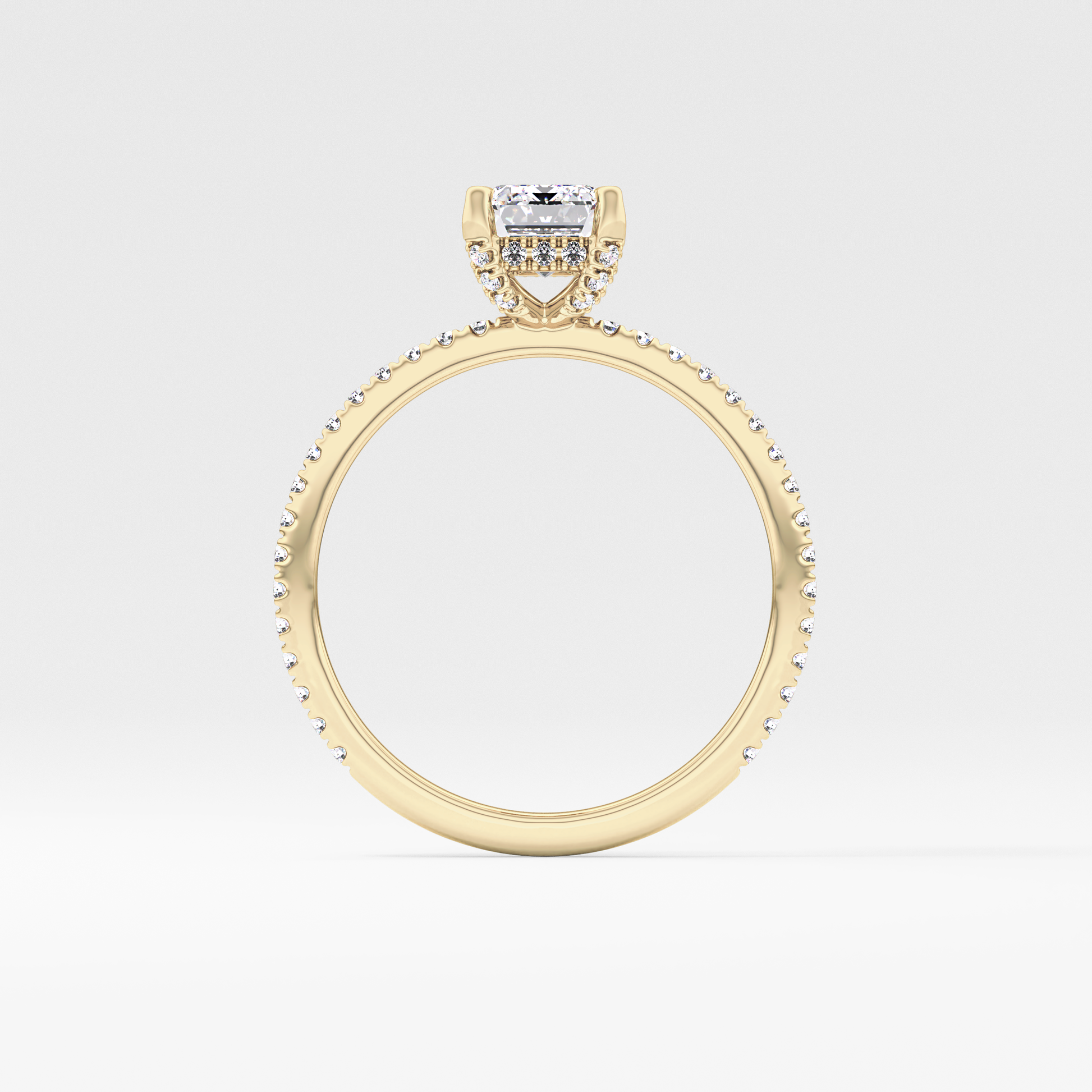 Emerald Hidden Halo & Pave Lab Grown Diamond Engagement Ring