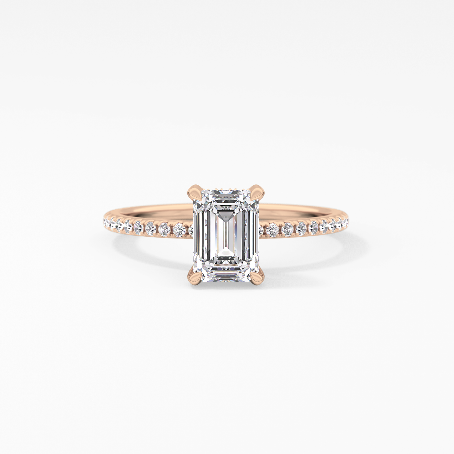 Emerald Hidden Halo & Pave Lab Grown Diamond Engagement Ring