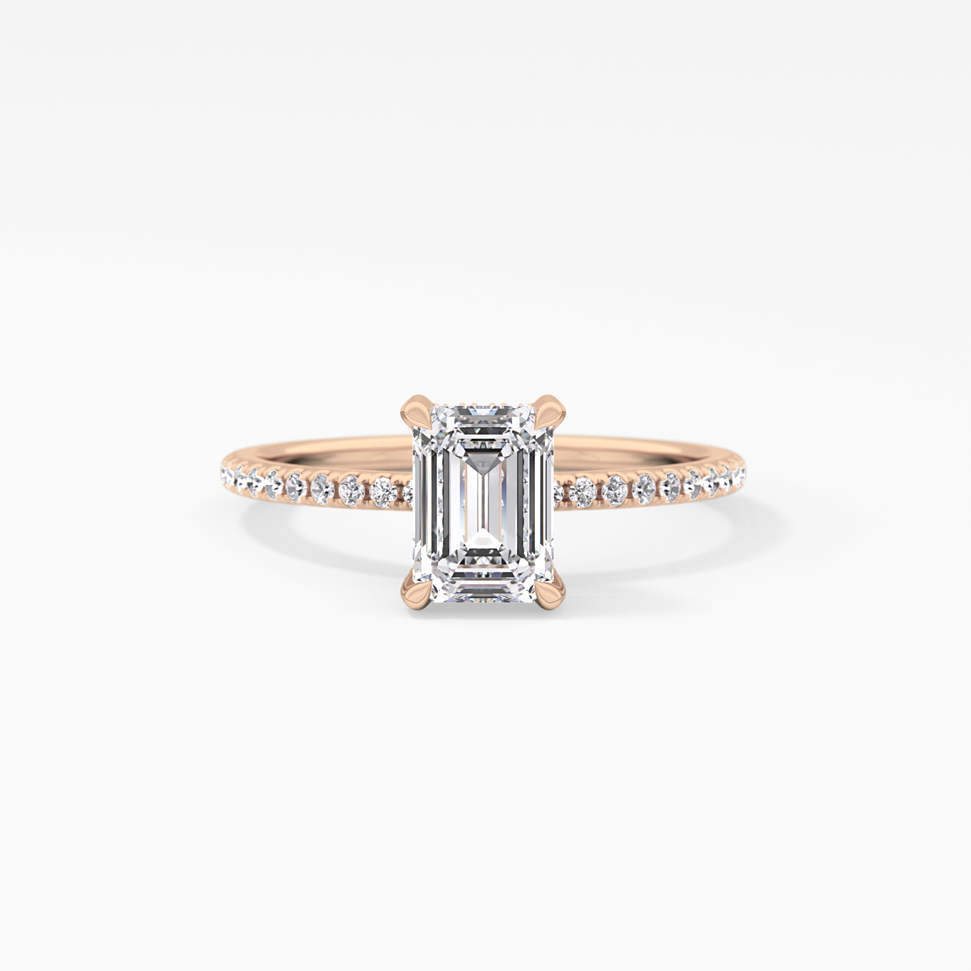 Emerald Hidden Halo & Pave Lab Grown Diamond Engagement Ring