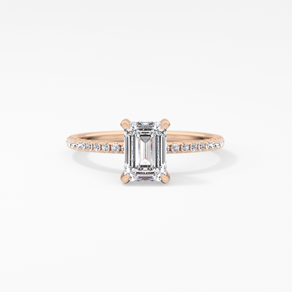 Emerald Hidden Halo & Pave Lab Grown Diamond Engagement Ring