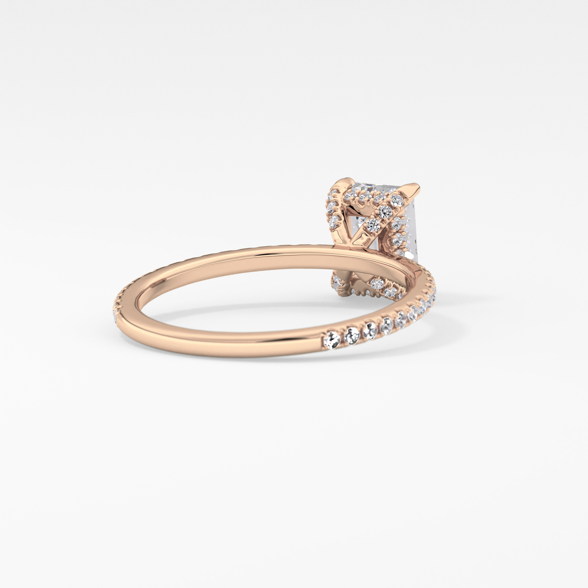 Emerald Hidden Halo & Pave Lab Grown Diamond Engagement Ring