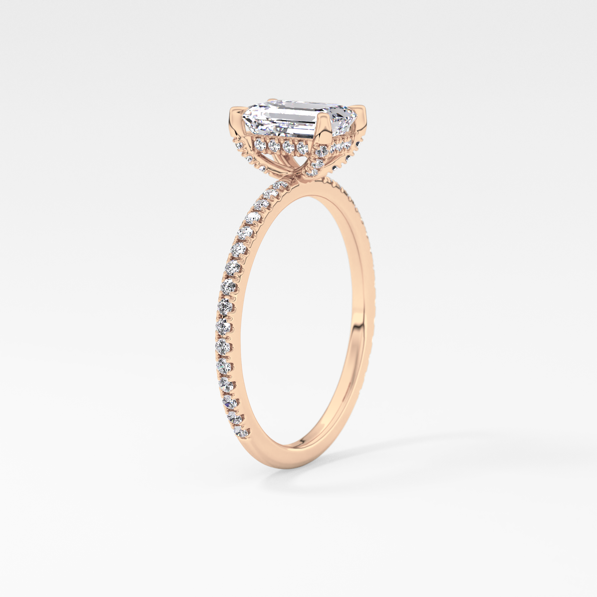 Emerald Hidden Halo & Pave Lab Grown Diamond Engagement Ring
