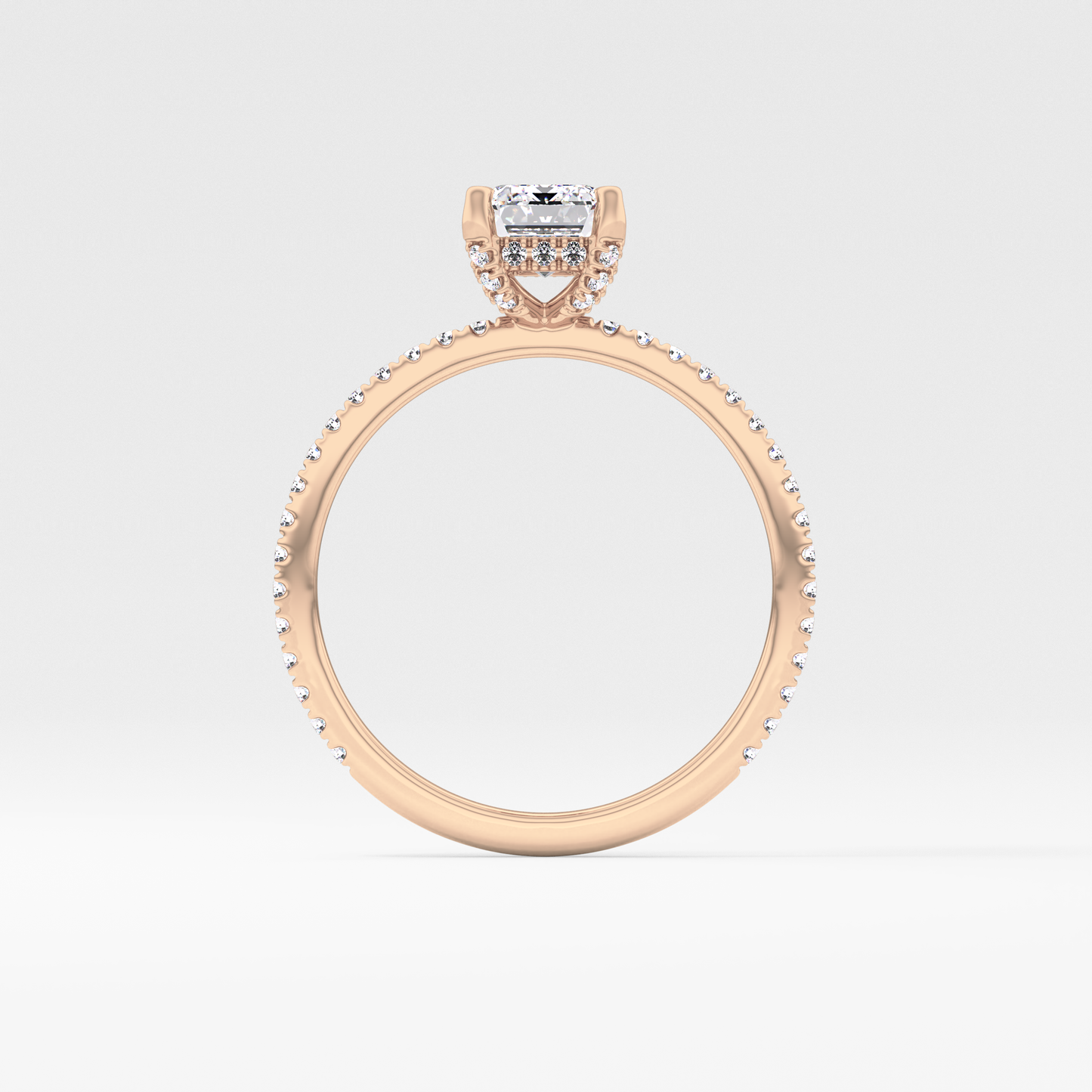 Emerald Hidden Halo & Pave Lab Grown Diamond Engagement Ring
