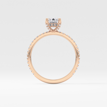 Emerald Hidden Halo & Pave Lab Grown Diamond Engagement Ring