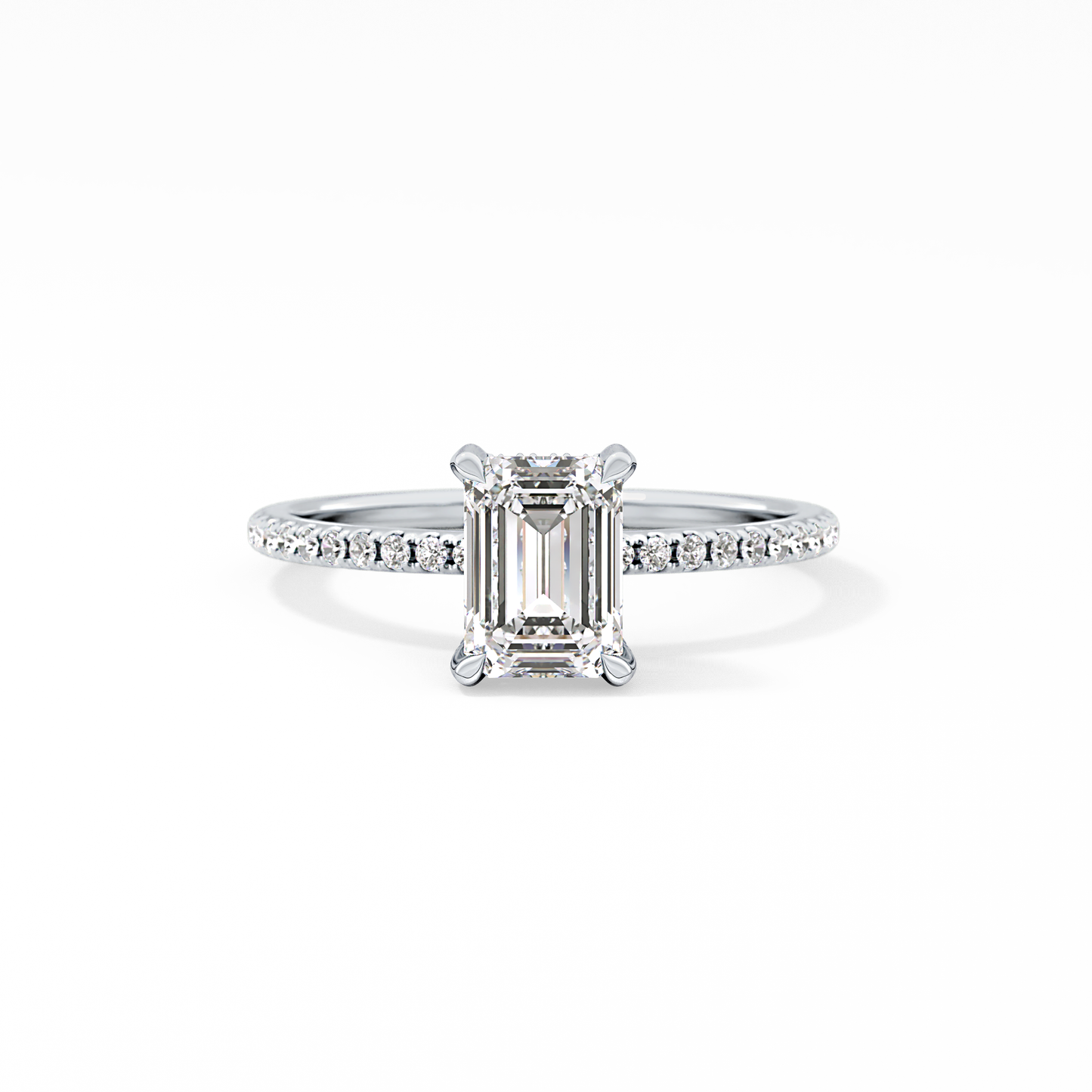 Emerald Hidden Halo & Pave Lab Grown Diamond Engagement Ring