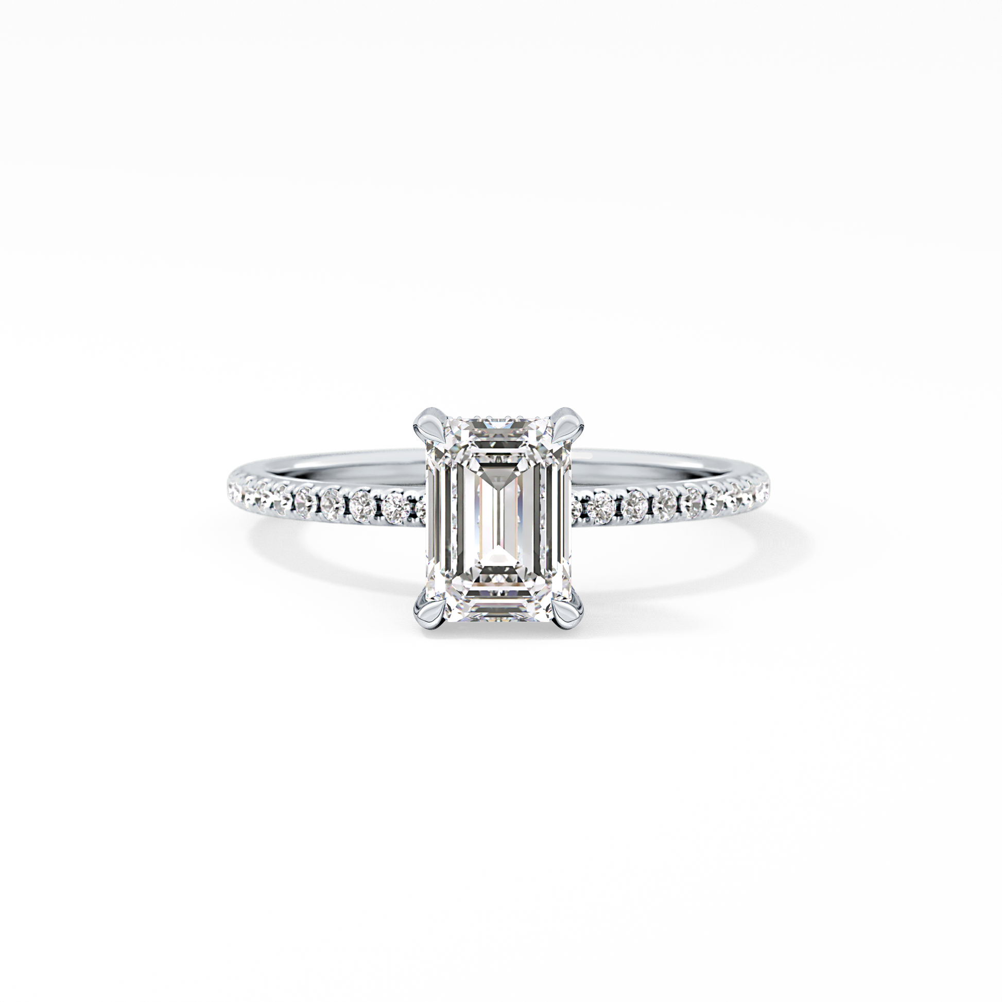 Emerald Hidden Halo & Pave Lab Grown Diamond Engagement Ring