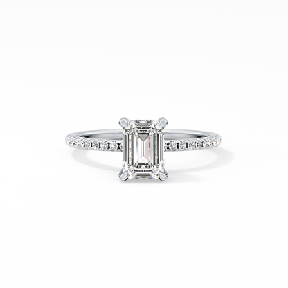 Emerald Hidden Halo & Pave Lab Grown Diamond Engagement Ring