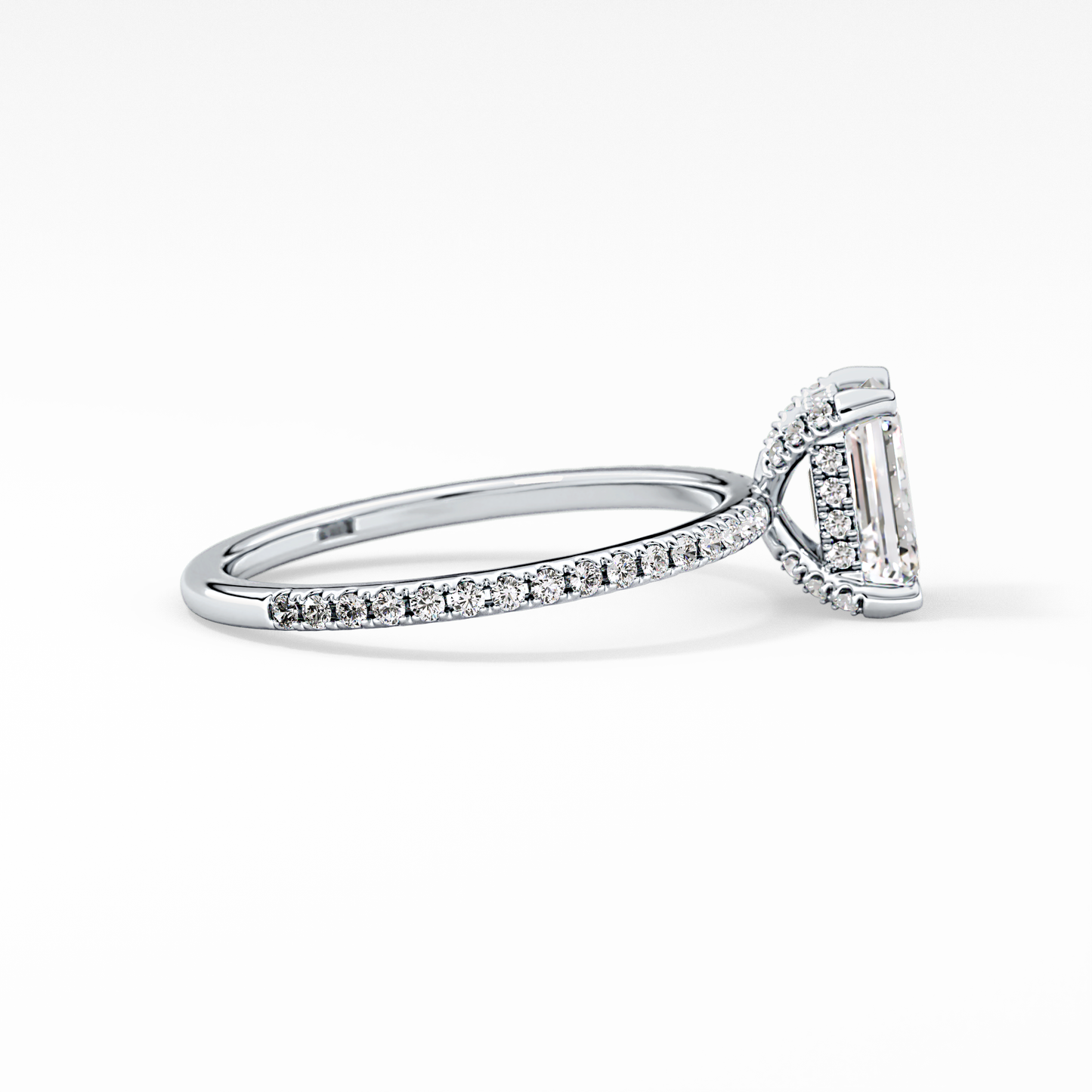 Emerald Hidden Halo & Pave Lab Grown Diamond Engagement Ring