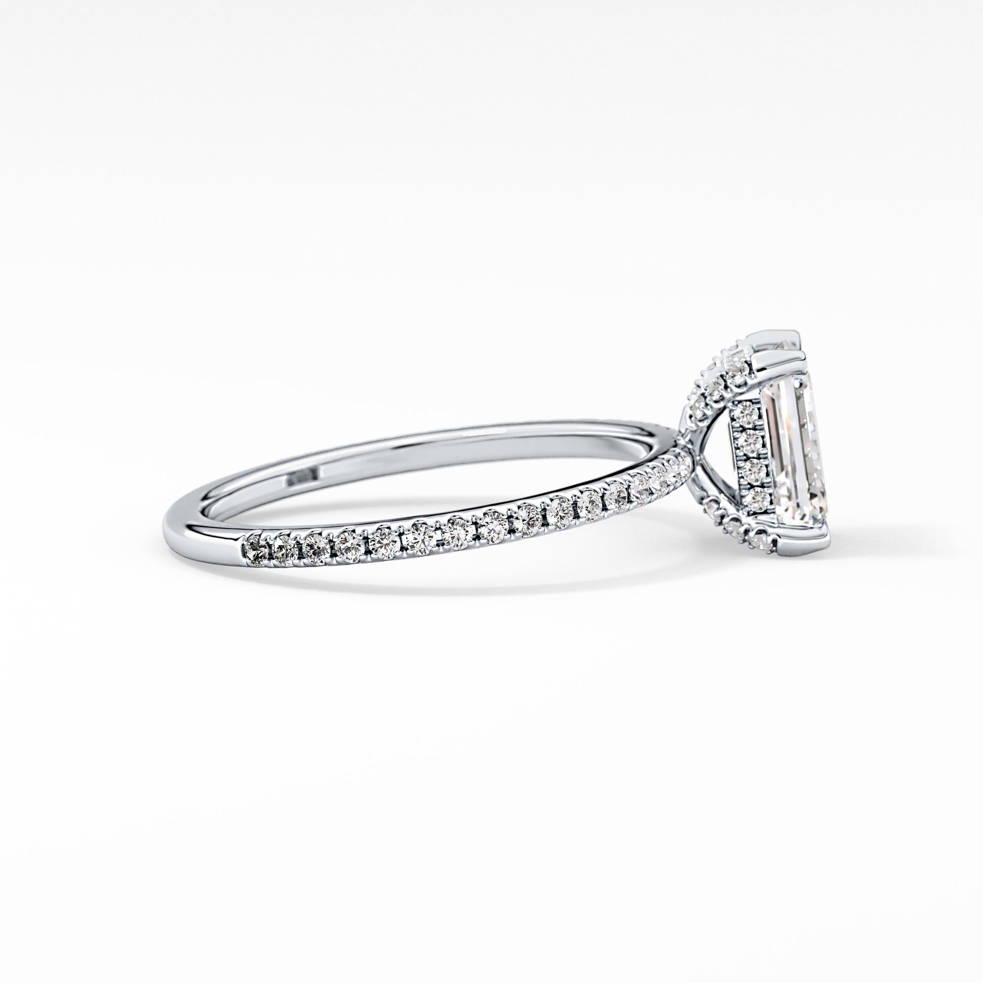 Emerald Hidden Halo & Pave Lab Grown Diamond Engagement Ring