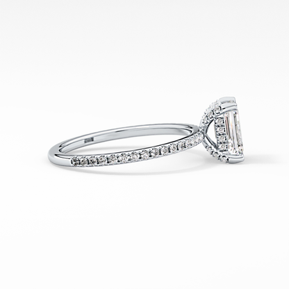 Emerald Hidden Halo & Pave Lab Grown Diamond Engagement Ring