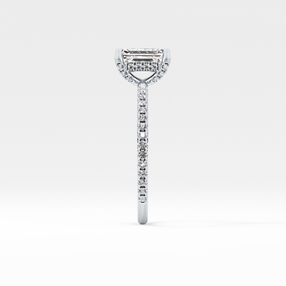 Emerald Hidden Halo & Pave Lab Grown Diamond Engagement Ring