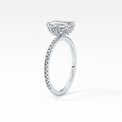 Emerald Hidden Halo & Pave Lab Grown Diamond Engagement Ring