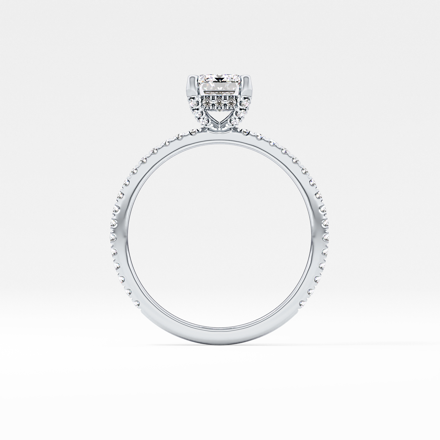 Emerald Hidden Halo & Pave Lab Grown Diamond Engagement Ring