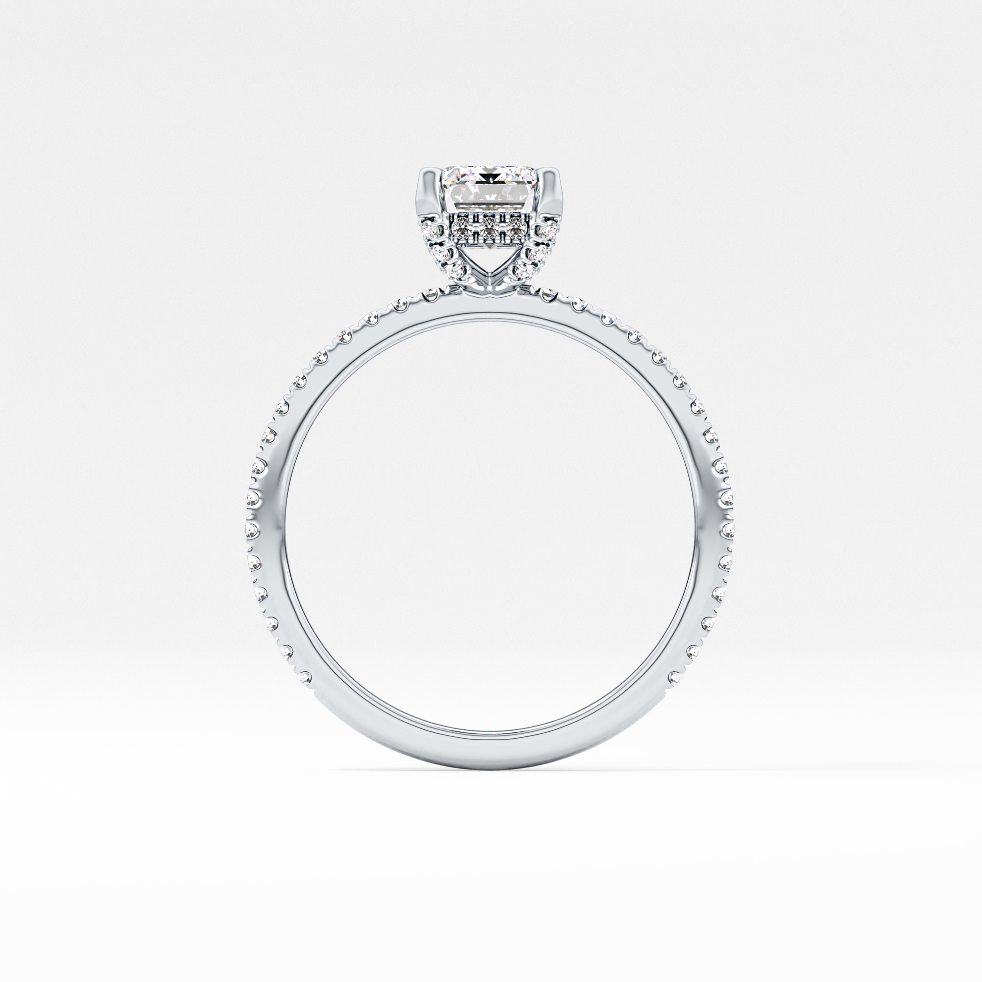 Emerald Hidden Halo & Pave Lab Grown Diamond Engagement Ring