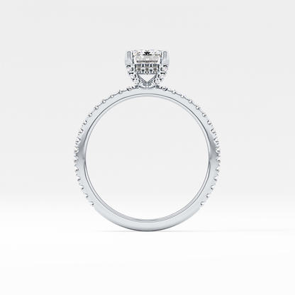 Emerald Hidden Halo & Pave Lab Grown Diamond Engagement Ring