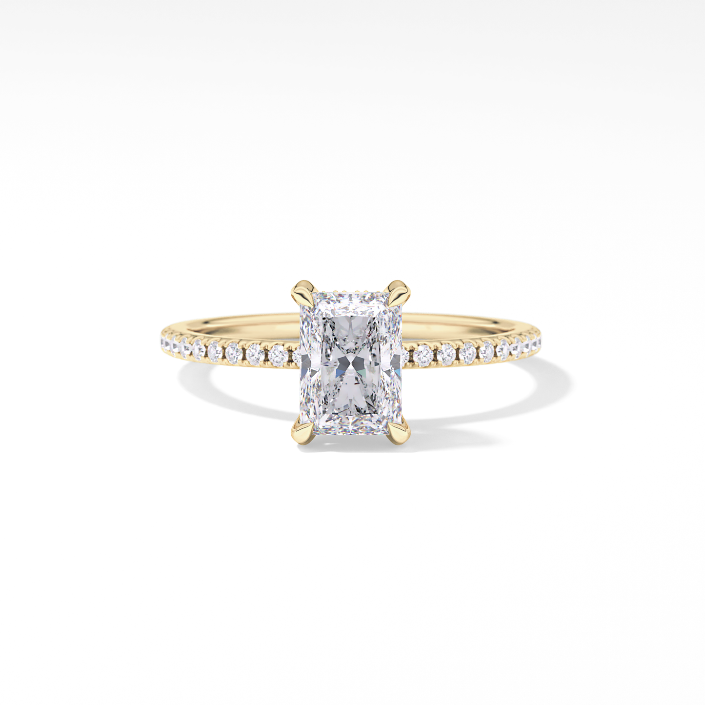 Radiant Hidden Halo & Pave Lab Grown Diamond Engagement Ring