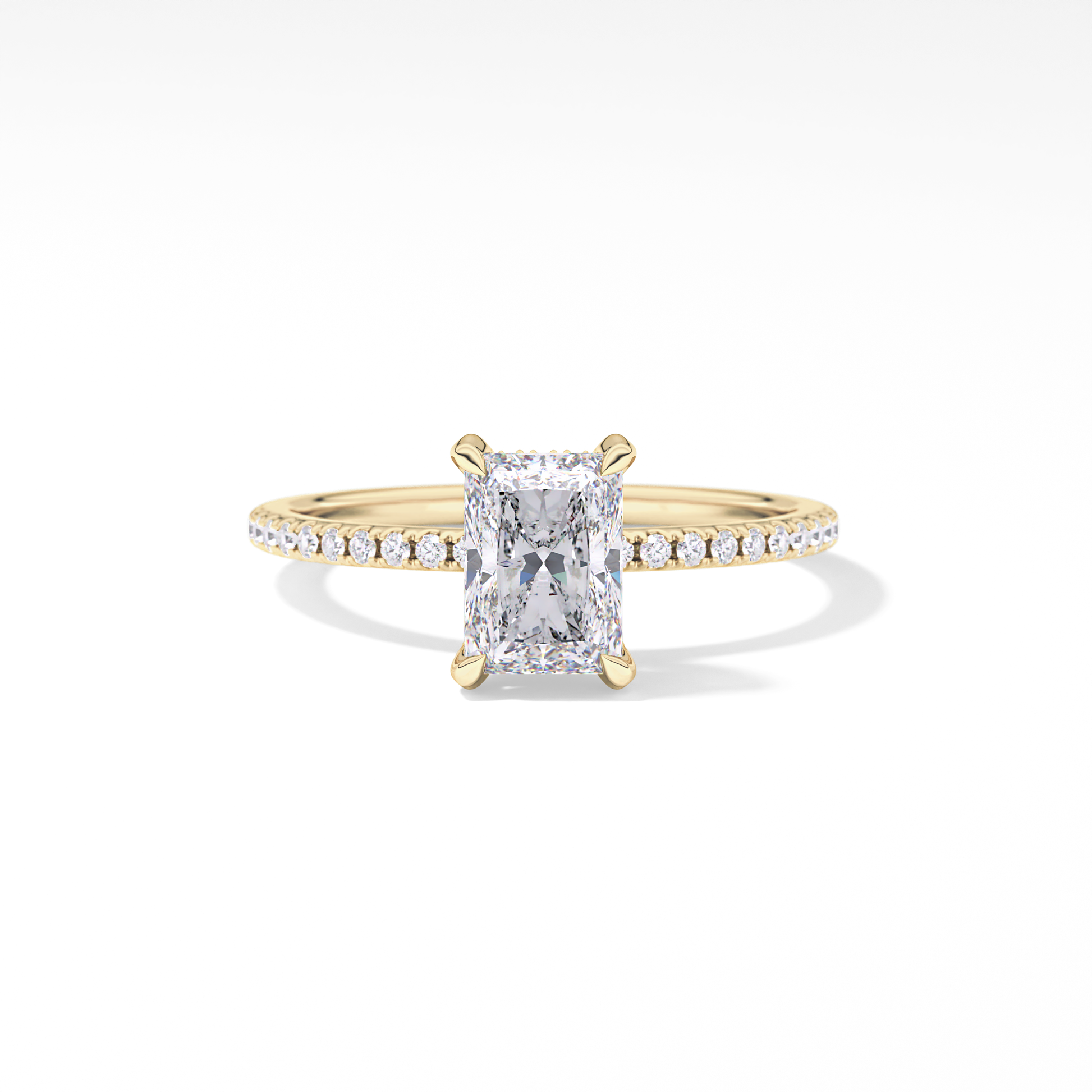 Radiant Hidden Halo & Pave Lab Grown Diamond Engagement Ring